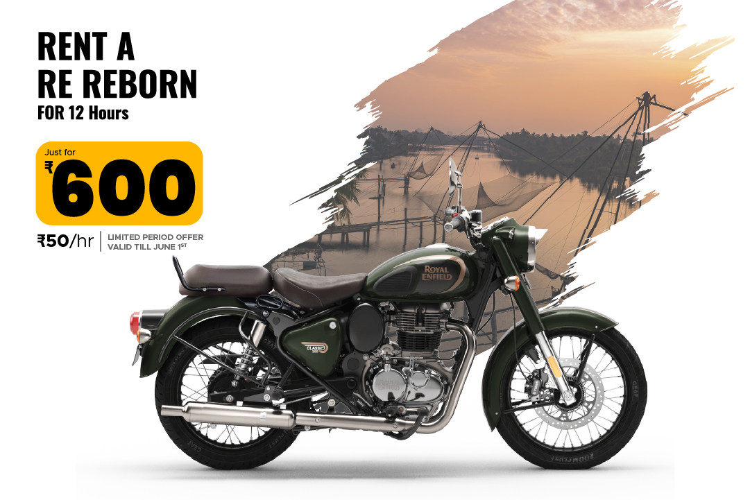 Royal Enfield Bullet Reborn available for rent a bike